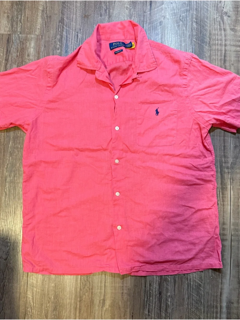 Ralph Lauren Coral Pink Short-Sleeve Button-Down Shirt